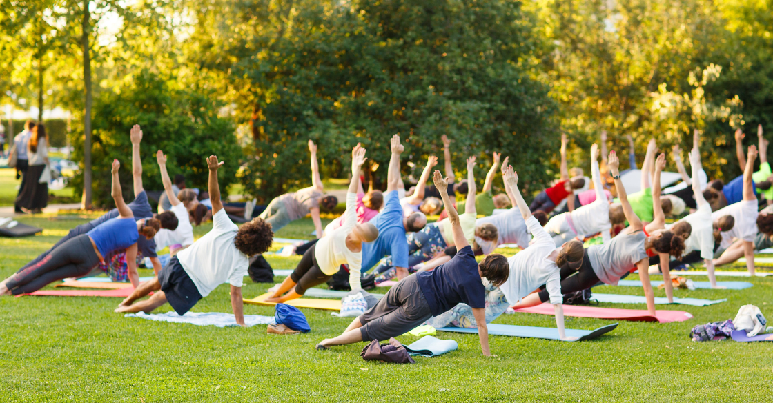 Outdoor yoga class