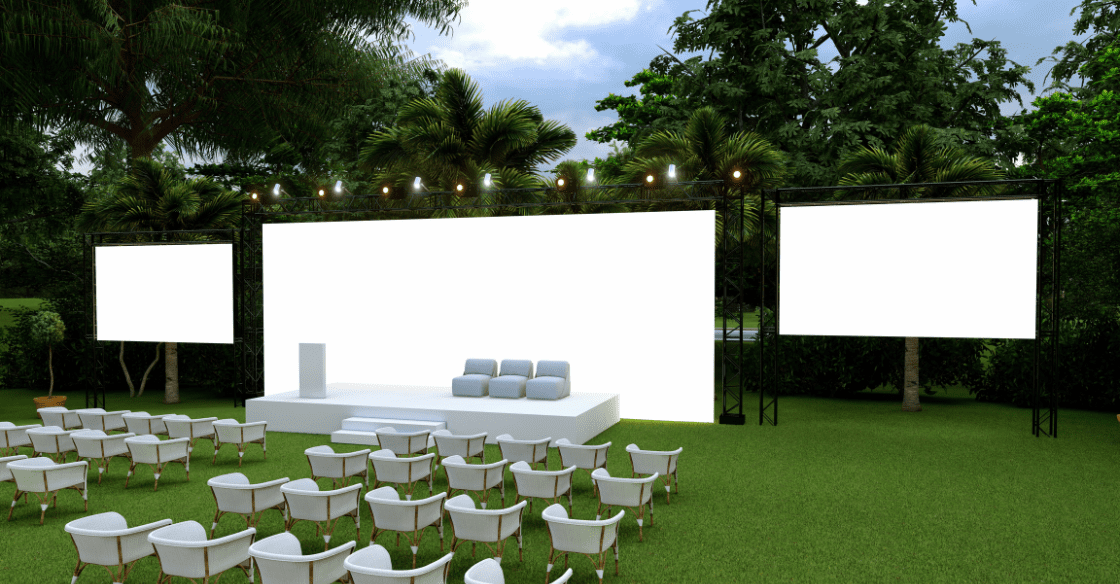 Outfoor stage and seating for corporate events