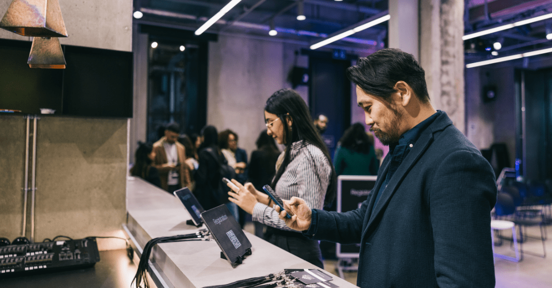 Event attendees register via mobile application